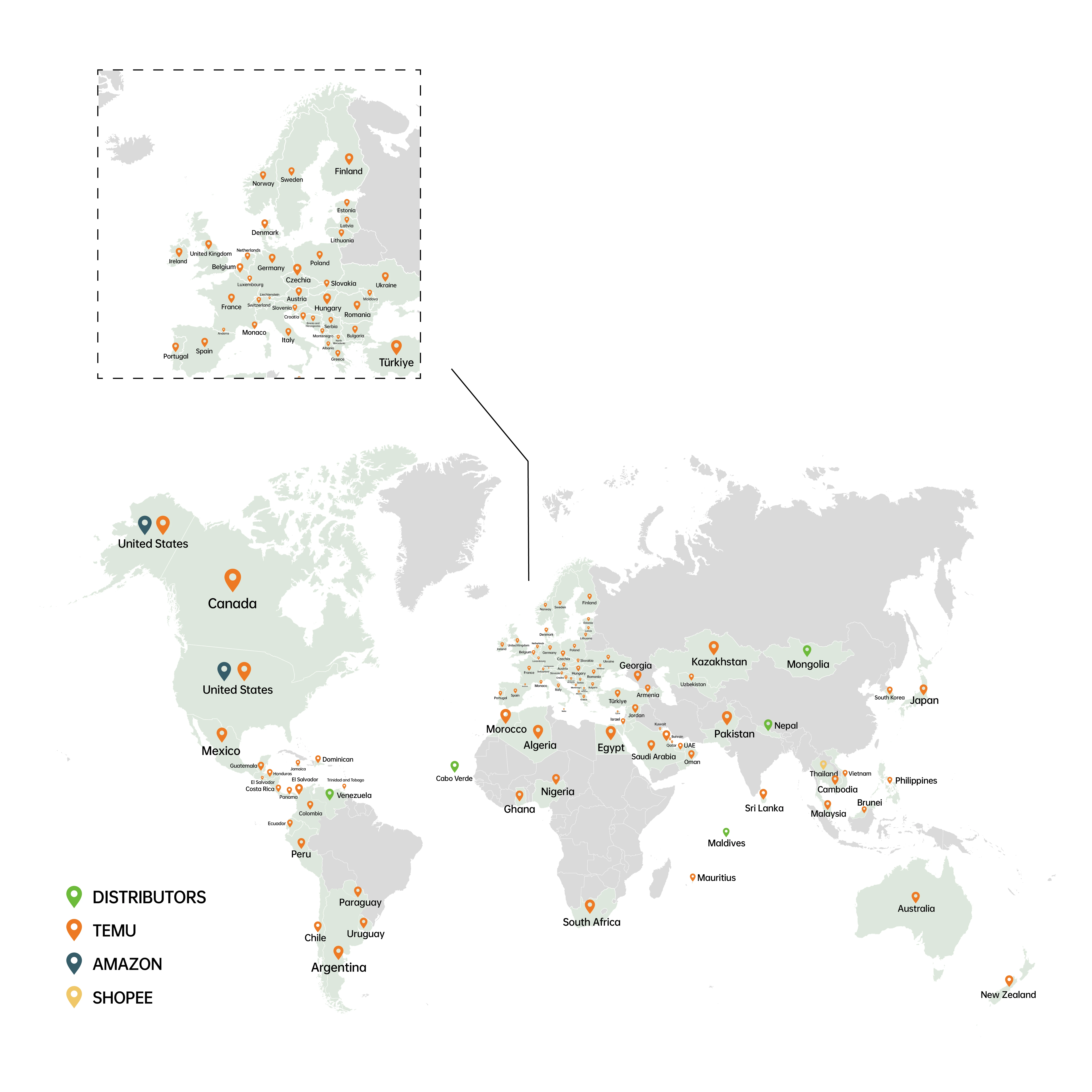 Minime Global Export Markets Map